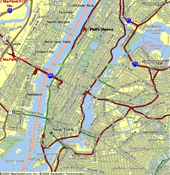 Manhattan Map: A map that includes Phils House and The World Trade Center